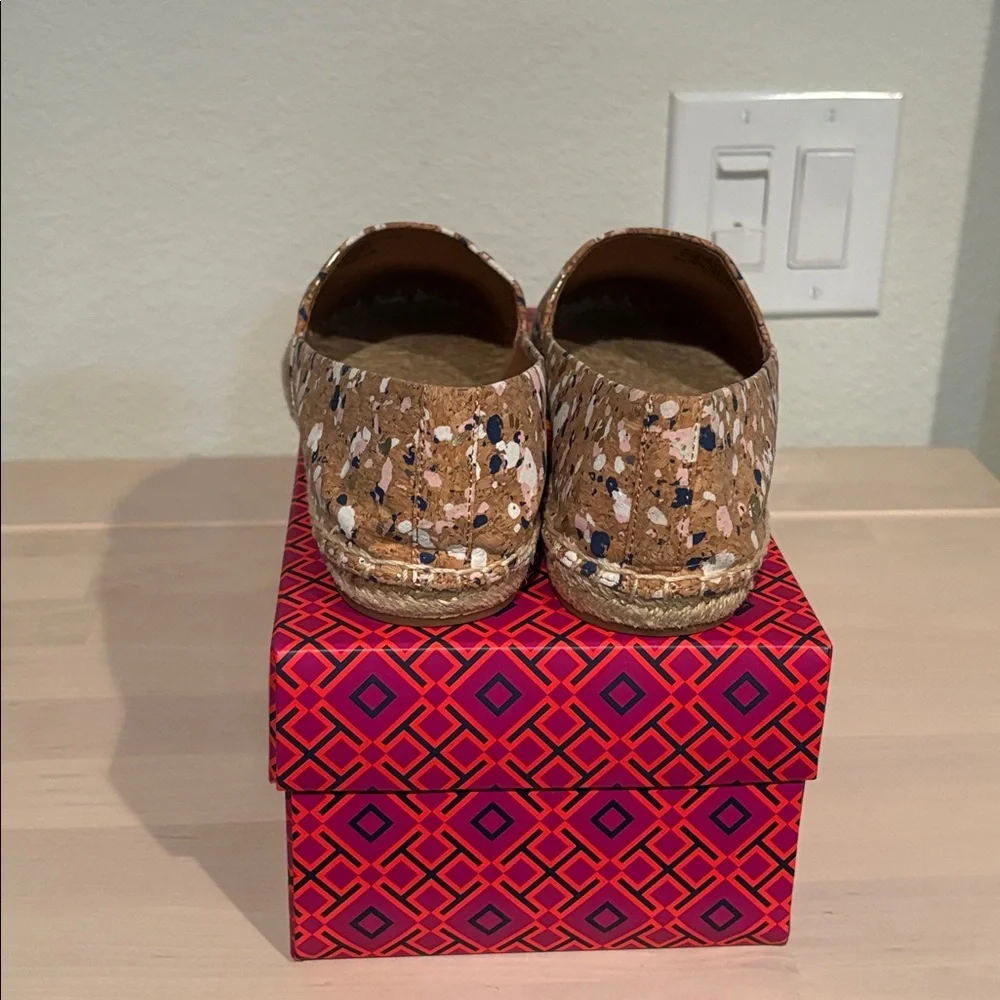 NIB Tory Burch size 8.5 Ines Confetti Cork Espadrille